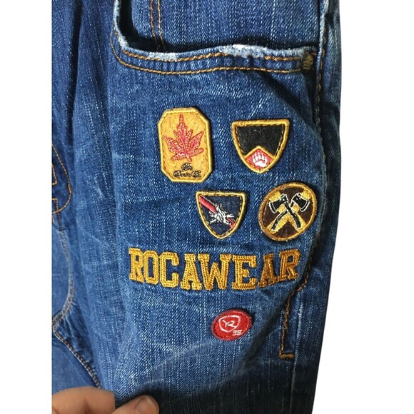 Roca Wear Jeans Women's Size 42 Blue 100% Cotton Embroidered Patches - Picture 5 of 13